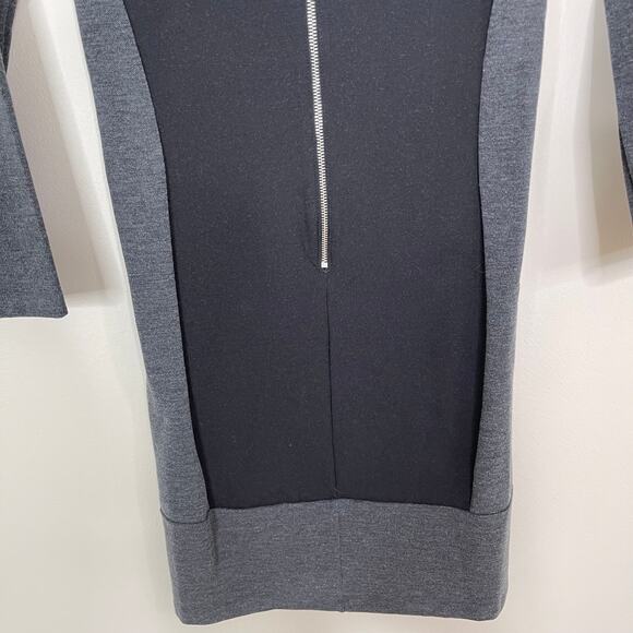 Whistles Size 2 Black Gray Knit Colorblock Long Sleeve Dress Bodycon Cocktail - Picture 6 of 9